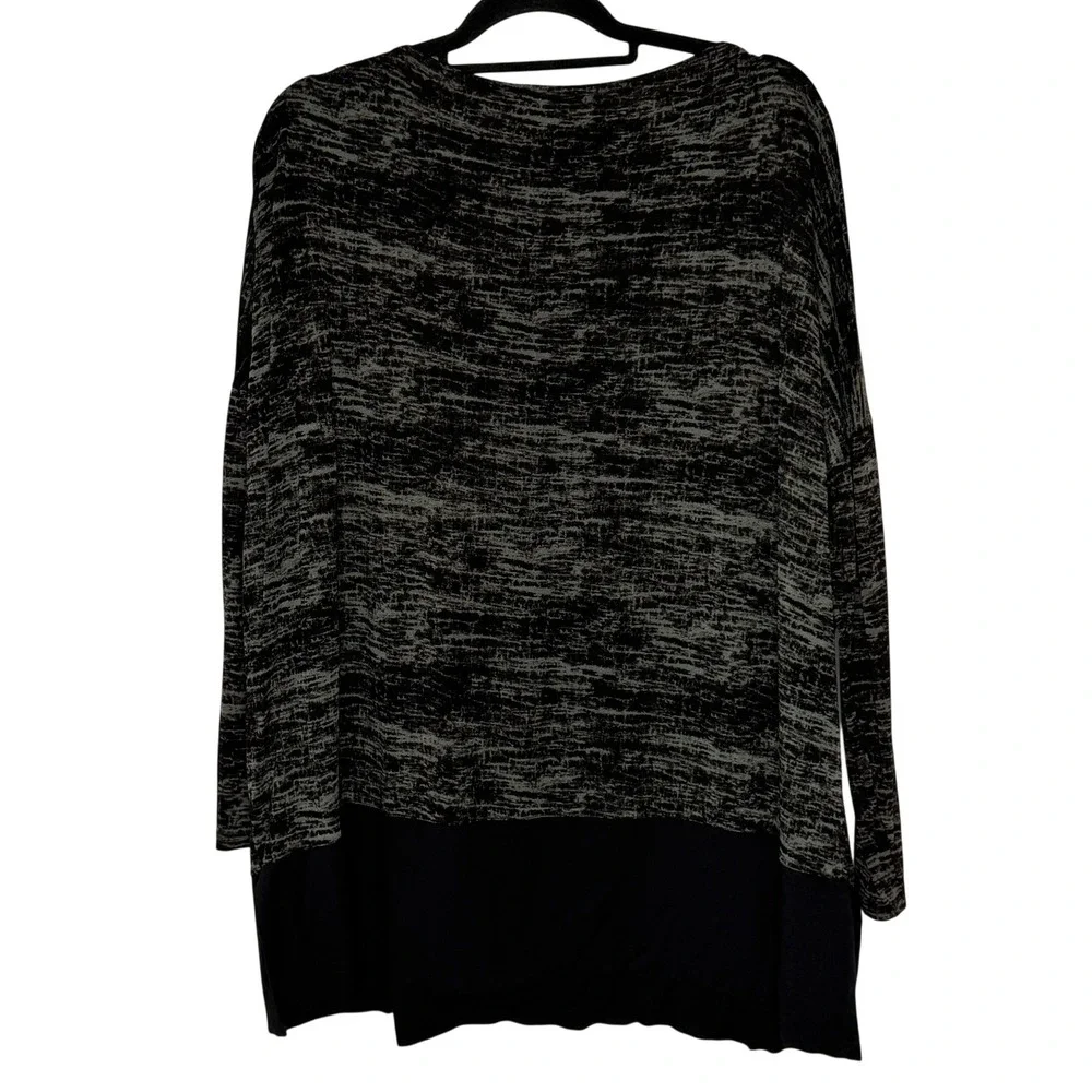 Alembika Black Grey Long Sleeve‎ Tunic Top Size Large Oversized Lagenlook